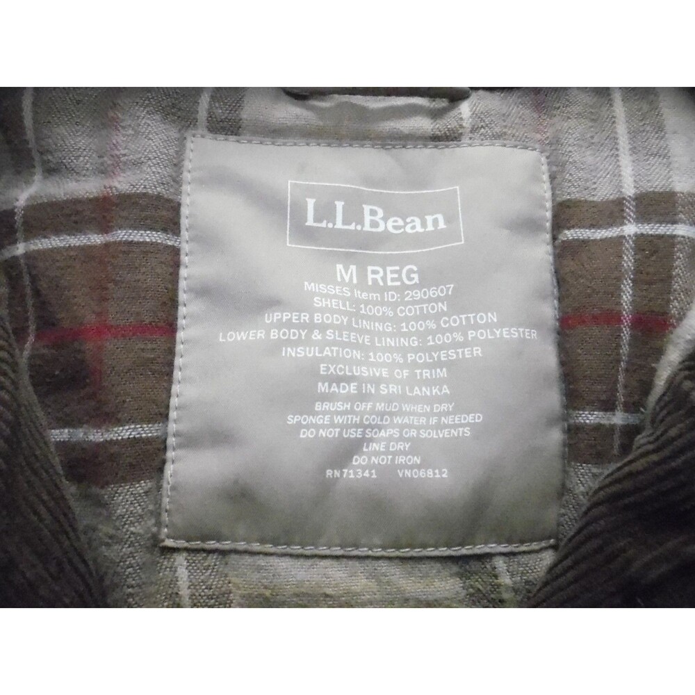 L.L.Bean Women's British Millerain Waxed Cotton Thinsulate Field Jacket Olive M - Picture 9 of 13